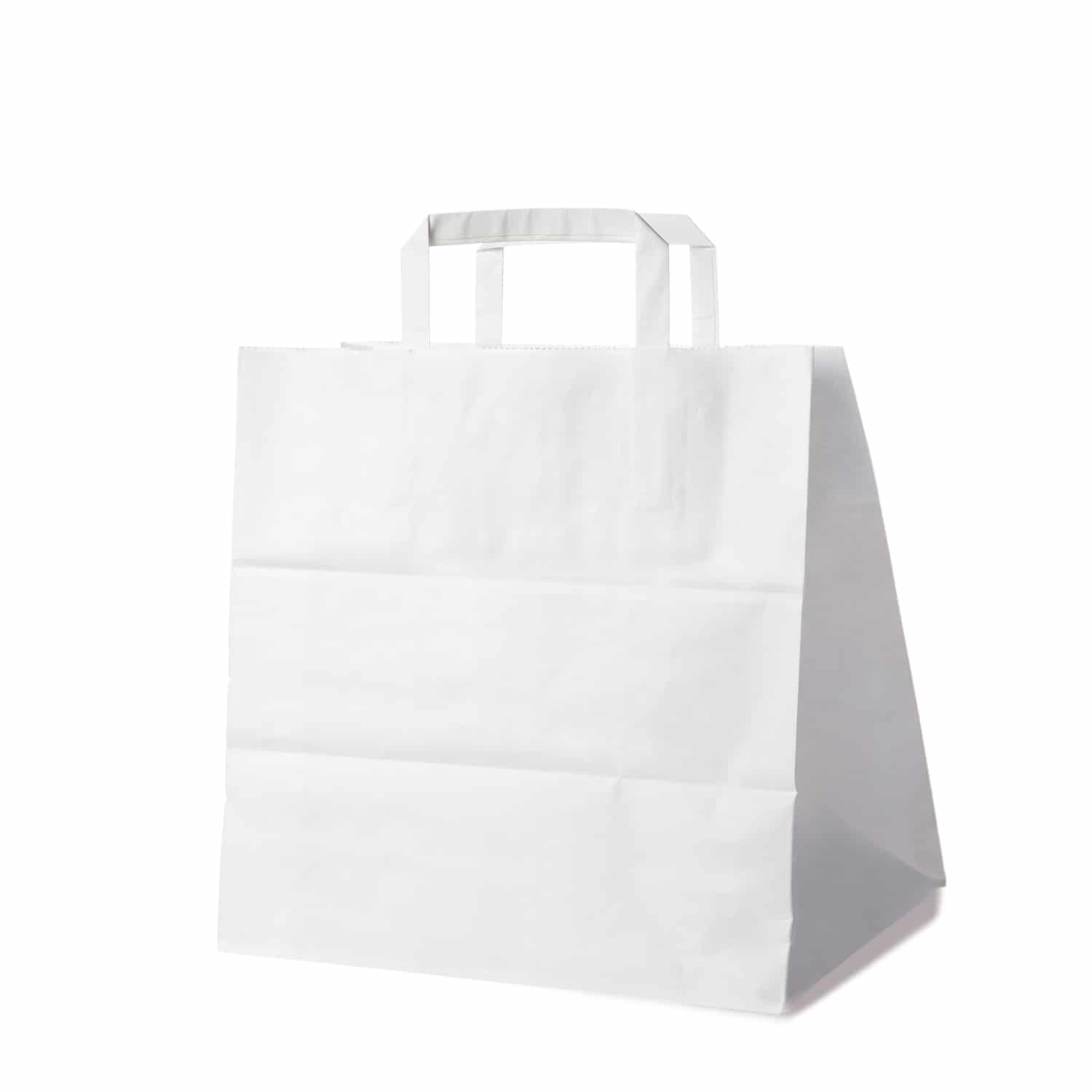Papiertragetasche aus Papier FSC Mix weiss 32+21 x 33 cm, Packung mit 50 Stück