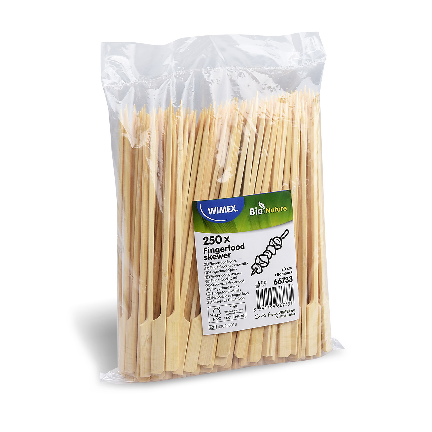 Fingerfood-Spiesse Bambus FSC 100% 20 cm, Packung mit 250 Stück