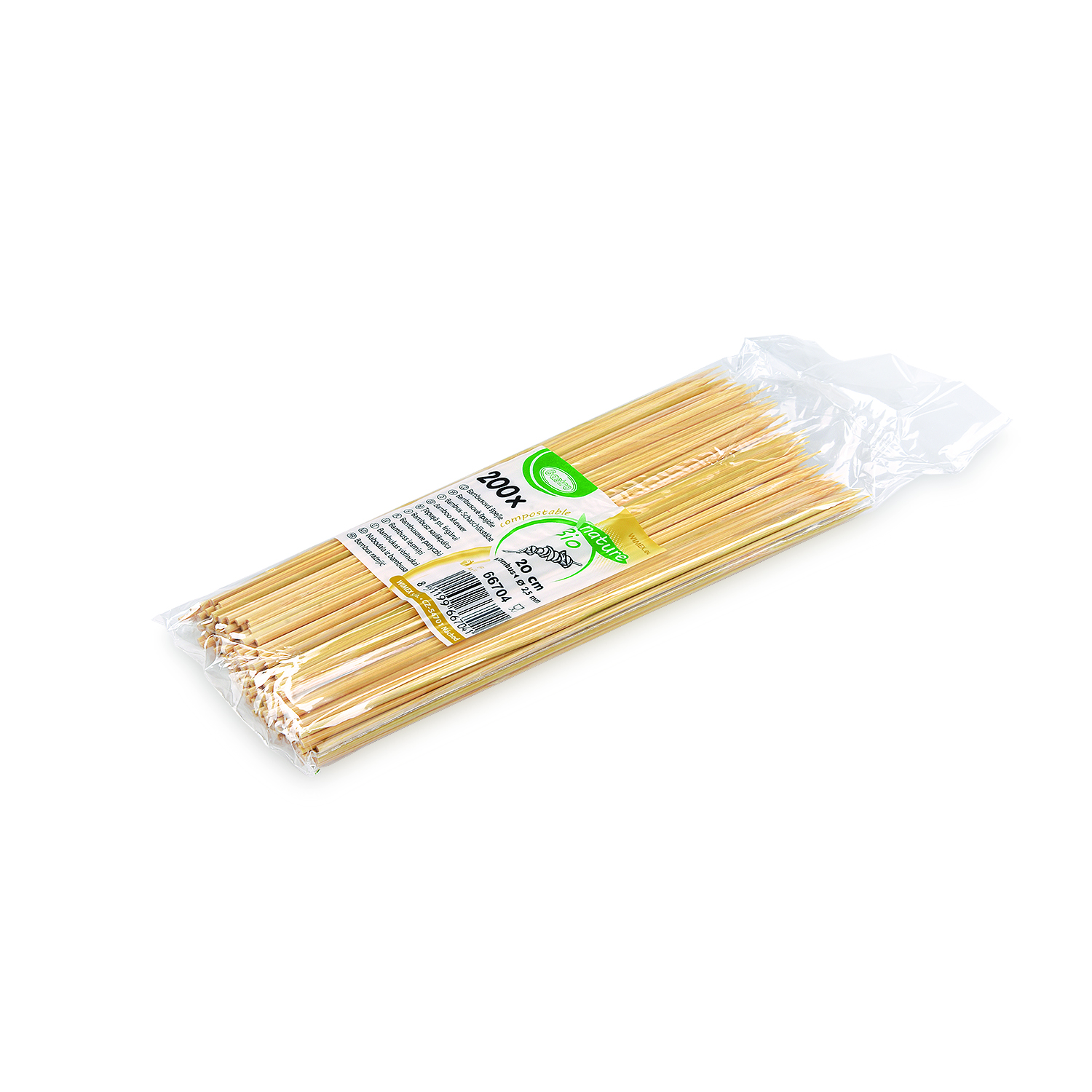 Schaschlikspiess Bambus FSC 100% Ø 2,5 mm x 20 cm, Packung mit 200 Stück