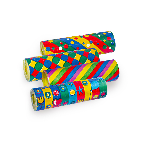 Luftschlange aus PAP, sortierte Motive, 7 mm x 4 m, 1 Rolle in der Packung