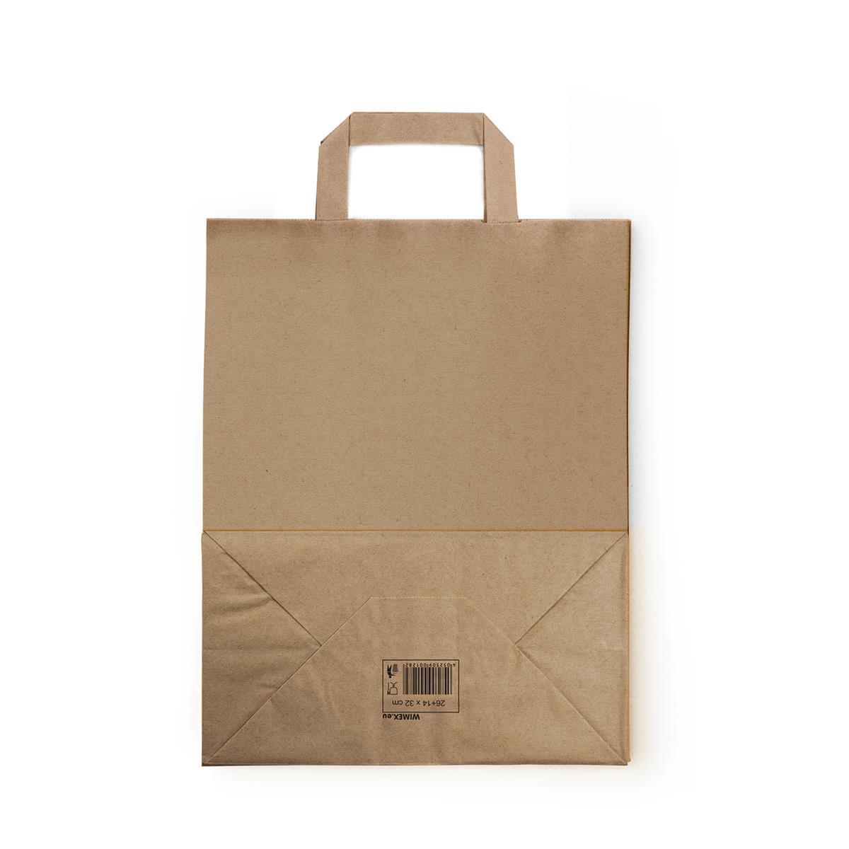 Papiertragetasche braun 26+14 x 32 cm, Packung mit 250 Stück