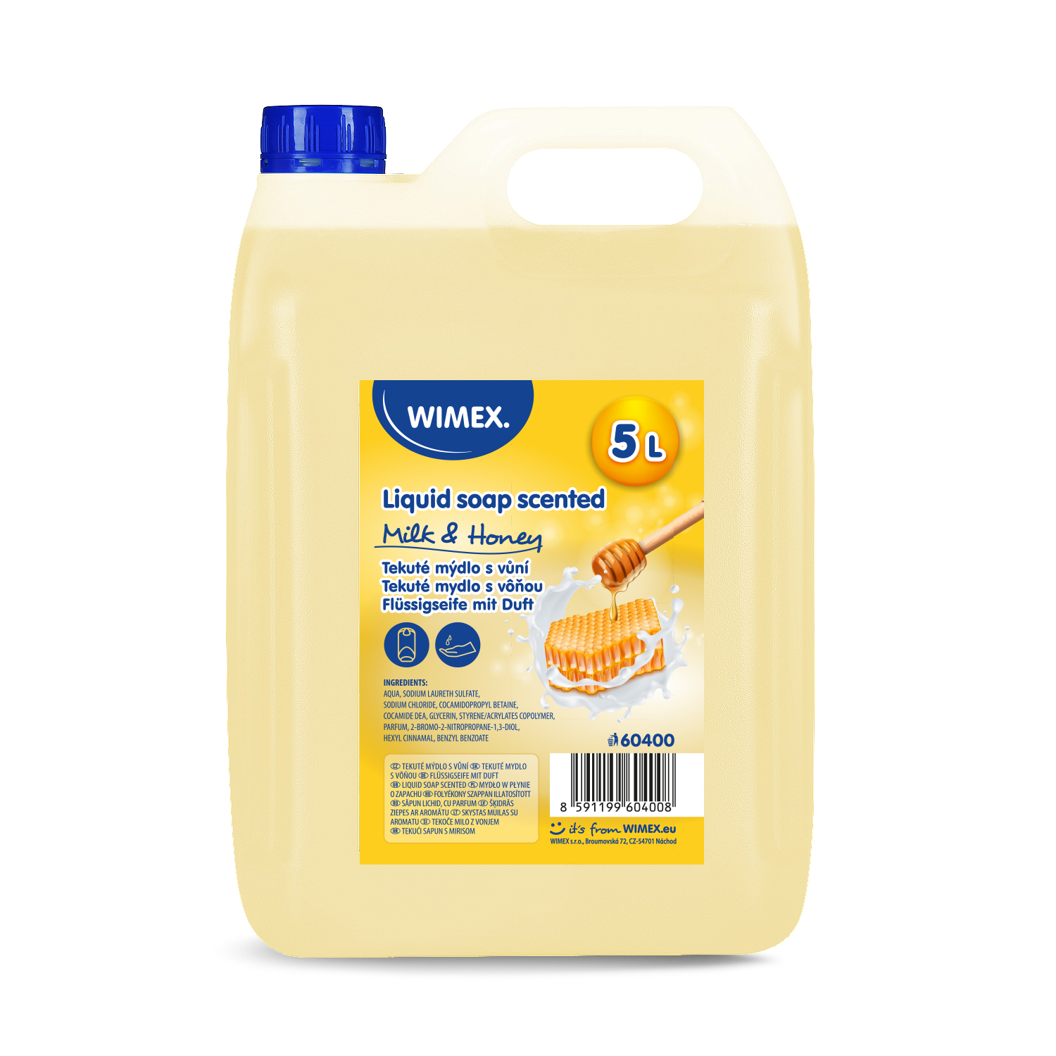 Flüssigseife mit Duft Milch & Honig, 5 L Packung