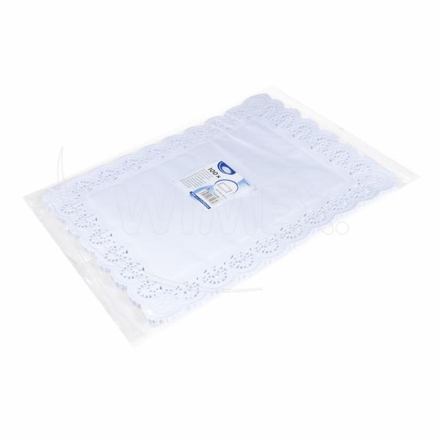 Deko-Tortenspitze PAP eckig weiss 40 x 30 cm, Packung mit 100 Stück