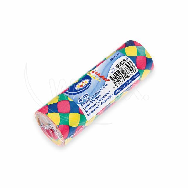 Luftschlange aus PAP beidseitig Harlekin, 7 mm x 4 m, 1 Rolle