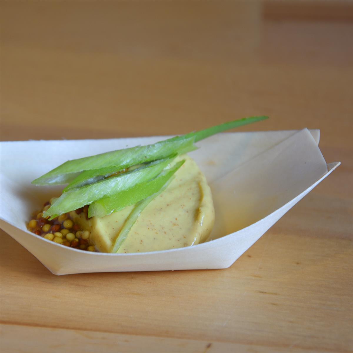 Fingerfood-Schale Holz FSC 100% Schiffchen 9 x 6 x 2,6 cm, Packung mit 100 Stück