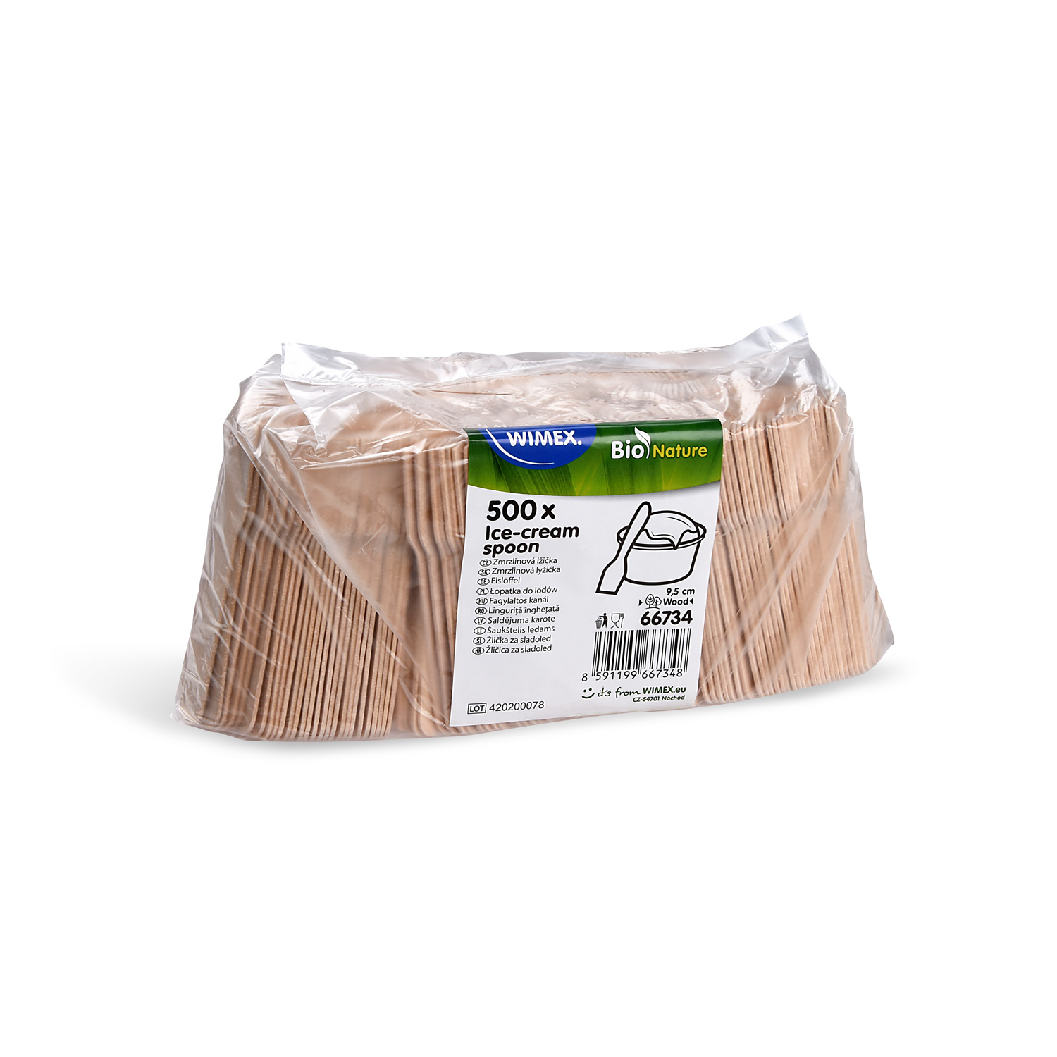 Eislöffel aus Holz FSC 100% 9,5 cm, Packung mit 500 Stück