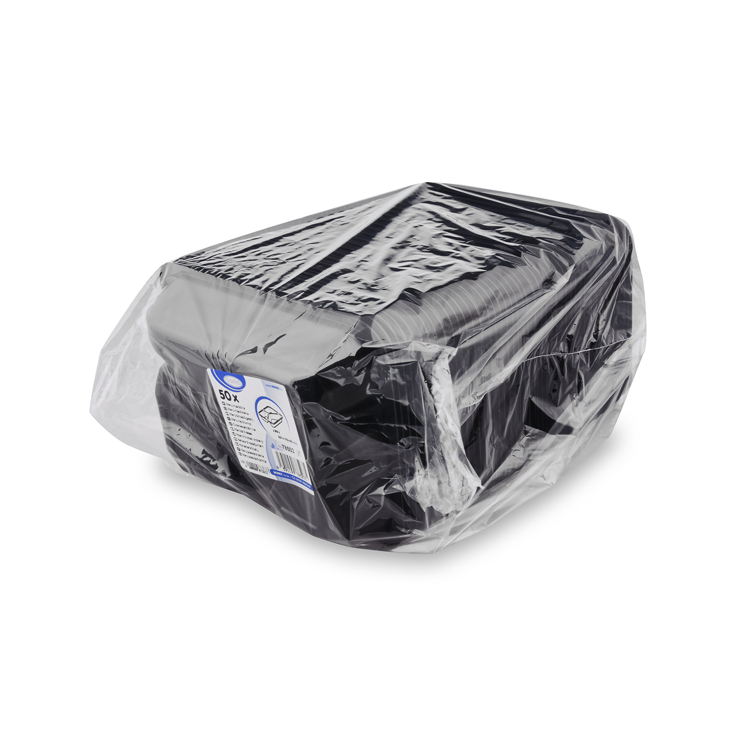 Menü-Schale PP 3-geteilt schwarz 1120 ml 227 x 178 x 50 mm, Packung 50 Stück