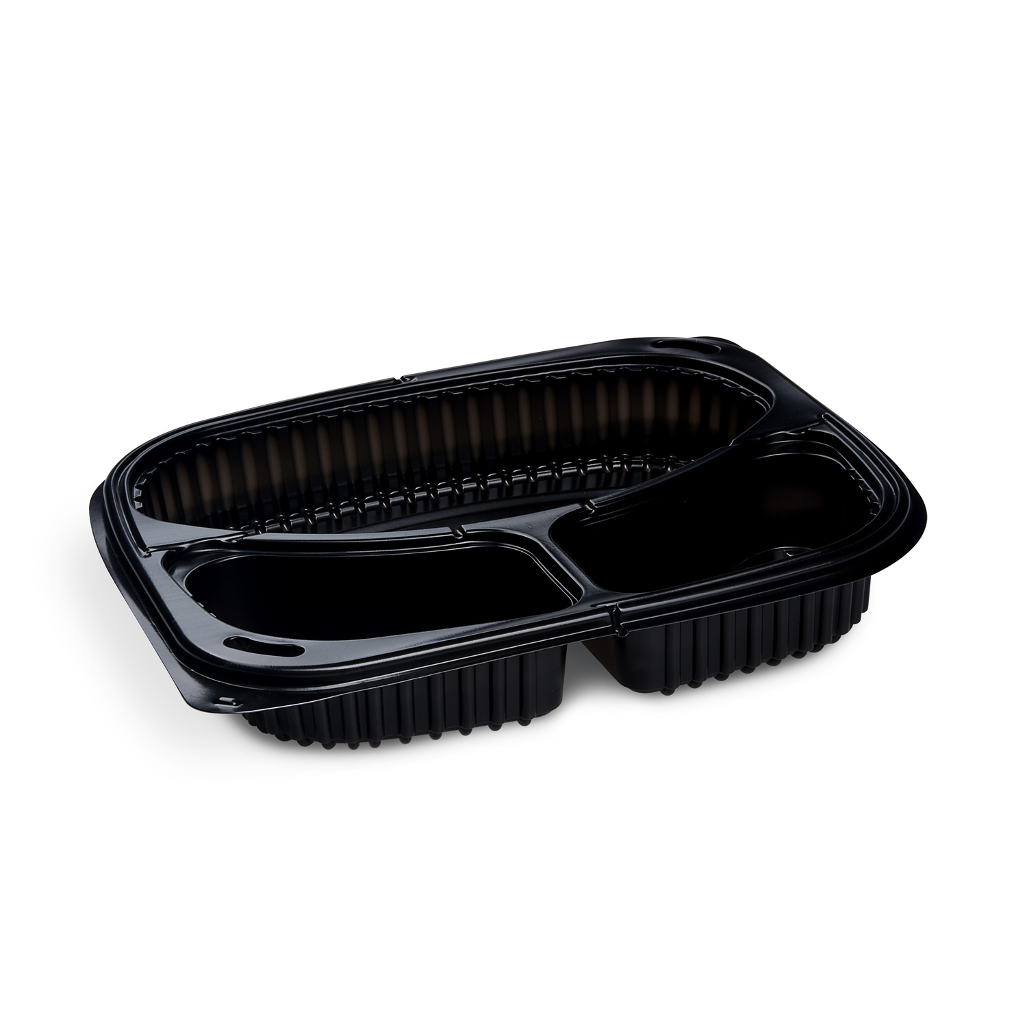 Mikrowellenschale (PP) ECONOMY 3-geteilt schwarz 240 x 210 x 40 mm 1000ml Mikrowellenschale (PP) ECONOMY 3-geteilt schwarz 240 x 210 x 40 mm 1000ml