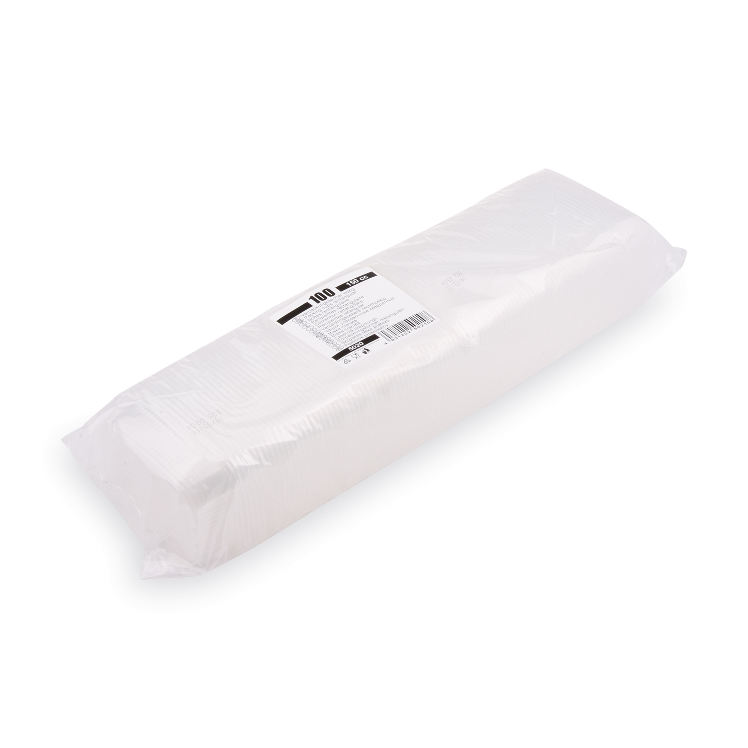 Rechteckbecher aus PP klar 150 ml, 108 x 81 x 33 mm, Packung mit 100 Stück