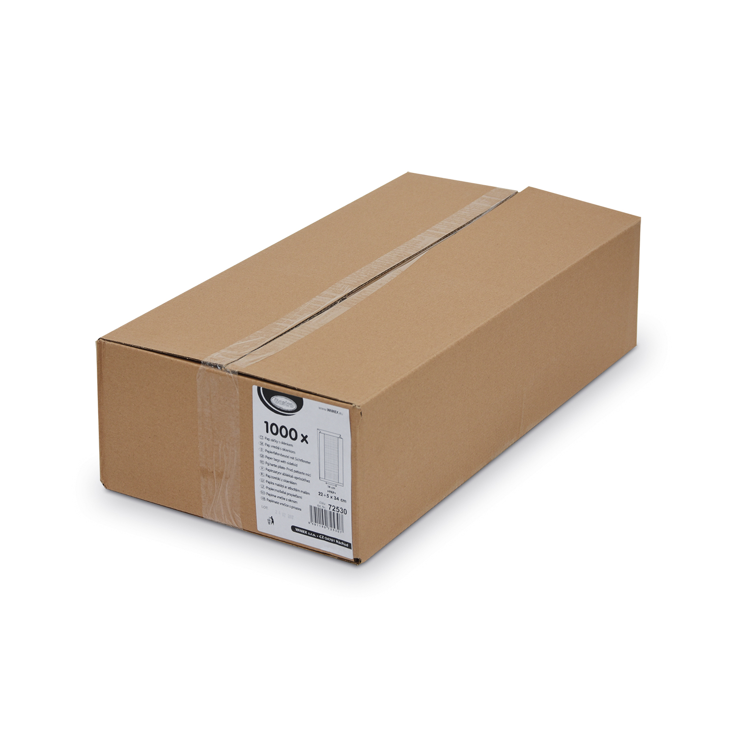 Papier Faltenbeutel mit Fenster PAP/PP braun 22+5 x 34 cm, Packung mit 1000 Stück