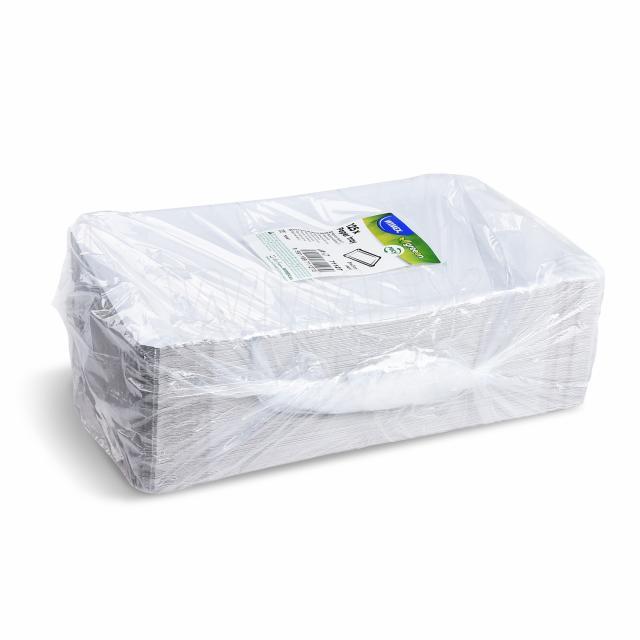 Pappteller aus Papier-Recycling weiss 21 x 29 cm, 125 Stück Packung