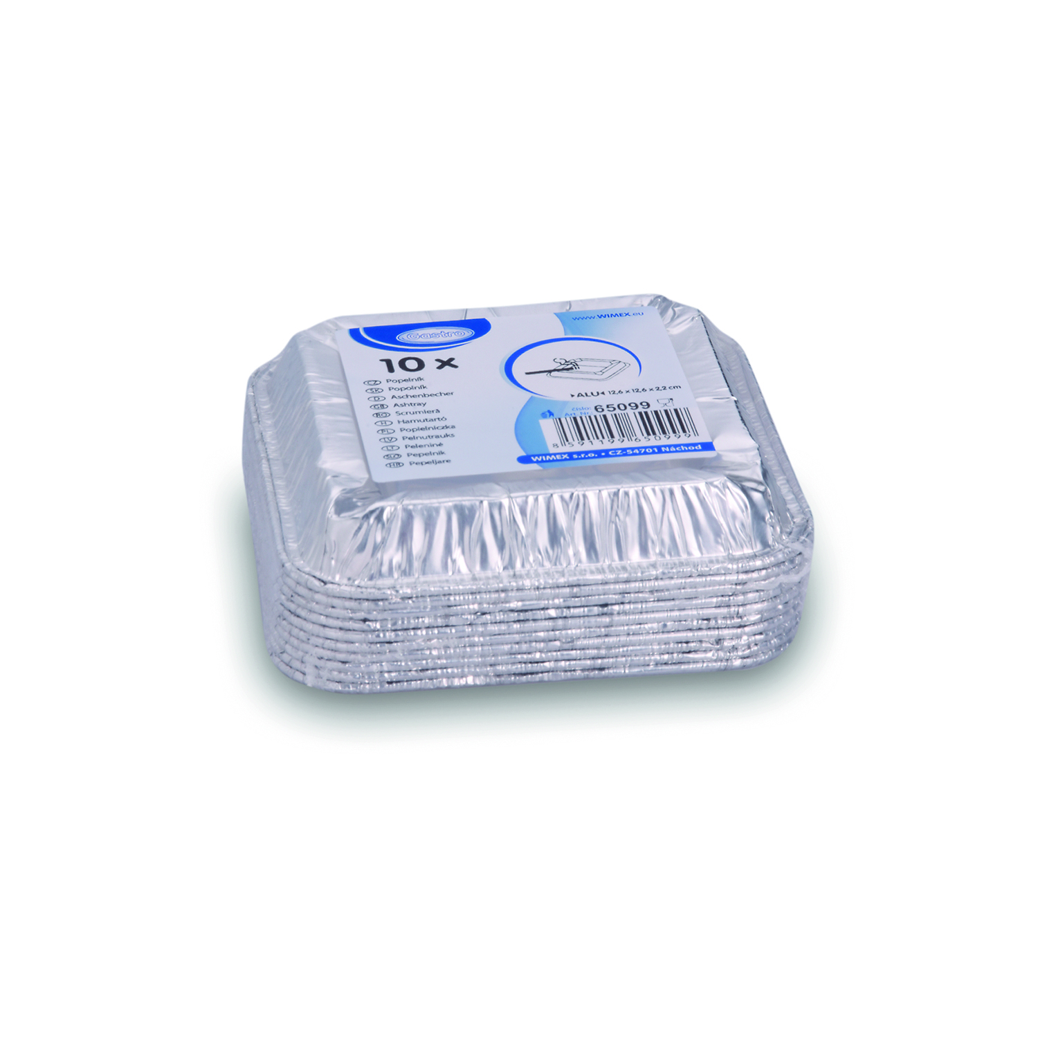 Aschenbecher aus ALU 126 x 126 x 22 mm, Packung mit 10 Stück