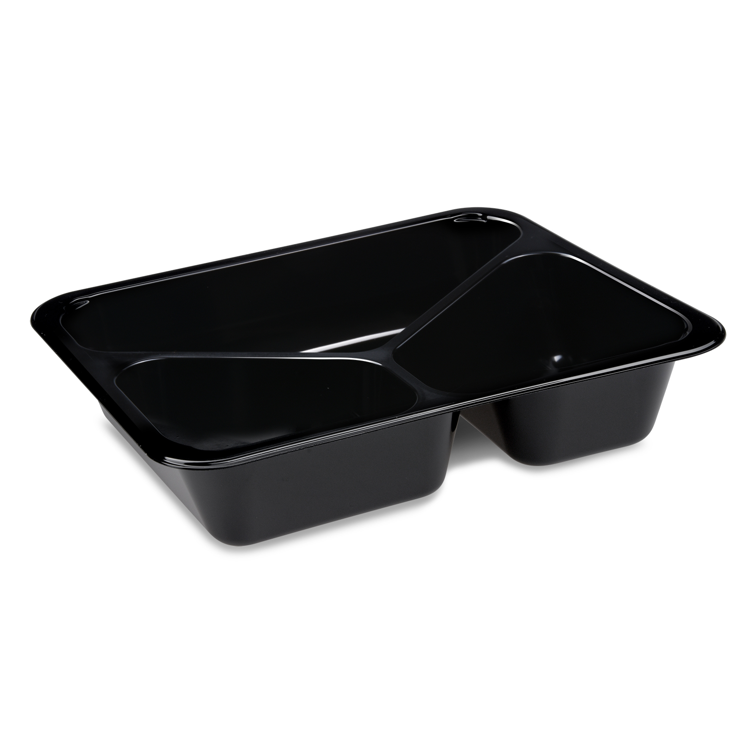 Menüschale PP 3-geteilt schwarz 227 x 178 x 49 mm, Packung mit 50 Stück