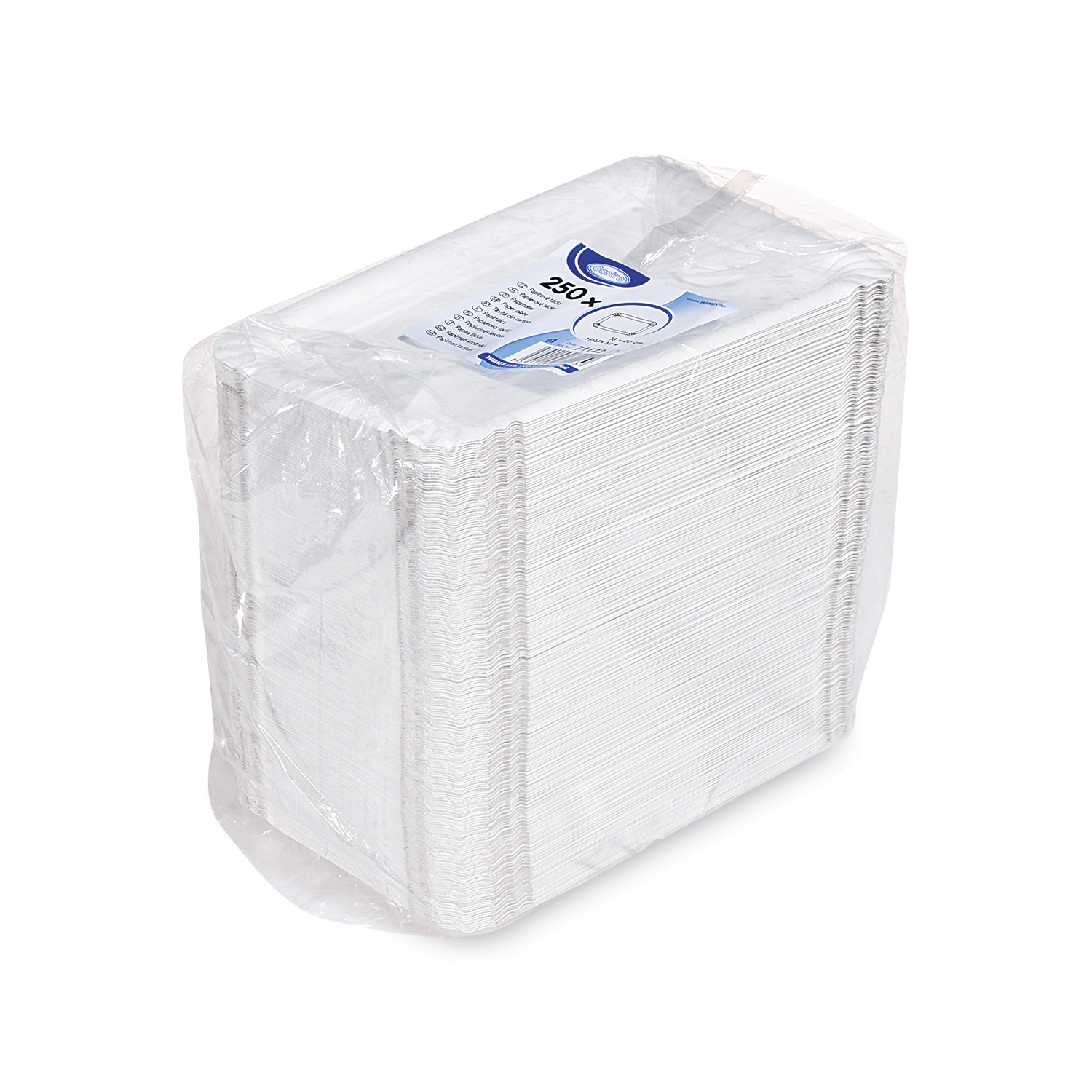 Pappteller aus PAP FSC Mix-Recy weiss 13 x 20 cm, Packung à 250 Stück