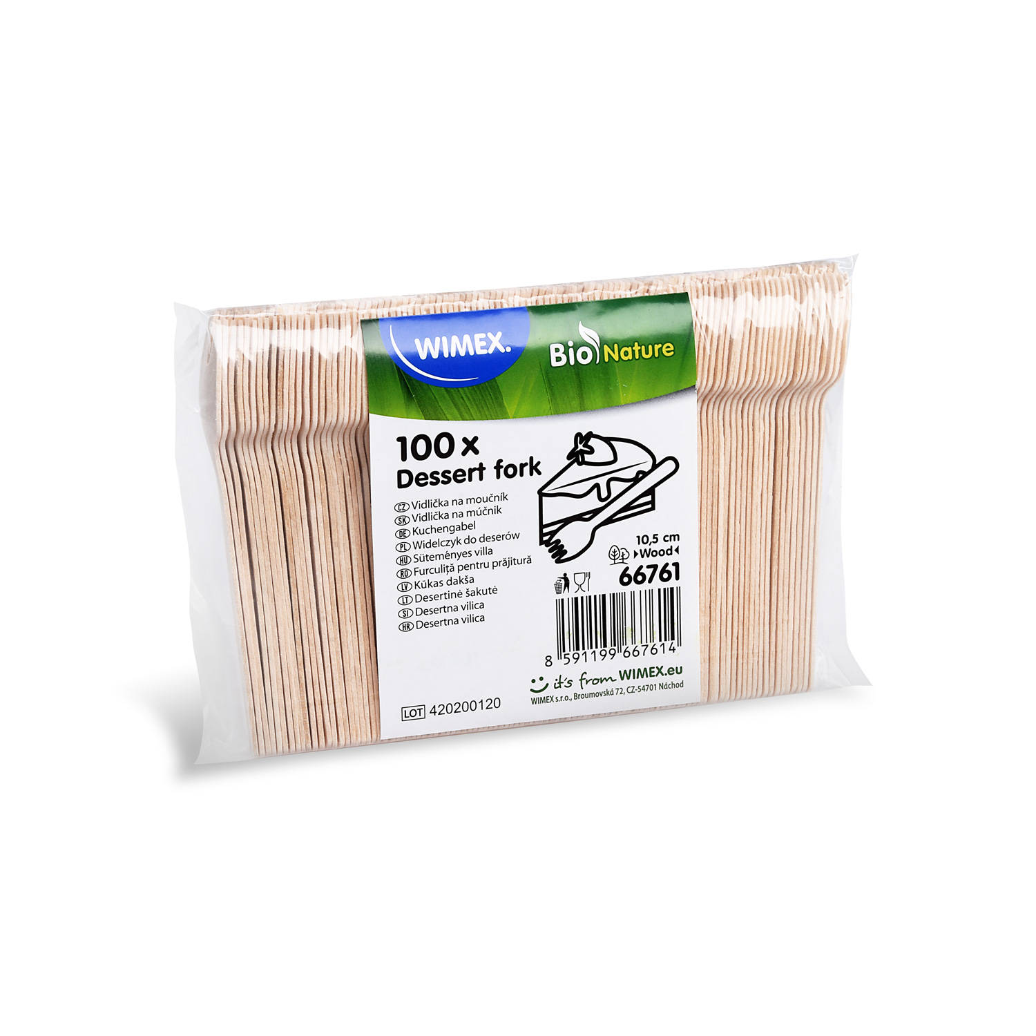 Kuchengabel aus Holz FSC 100% 10,5 cm, Packung mit 100 Stück