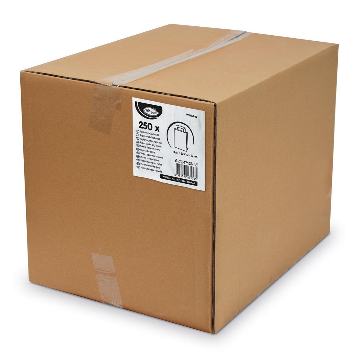 Papiertragetasche braun 32+16 x 39 cm Papiertragetasche braun 32+16 x 39 cm