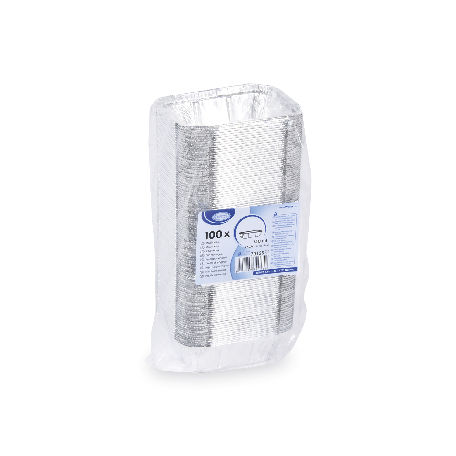 ALU-Schale eckig 250 ml 130 x 103 x 43 mm, Packung mit 100 Stück