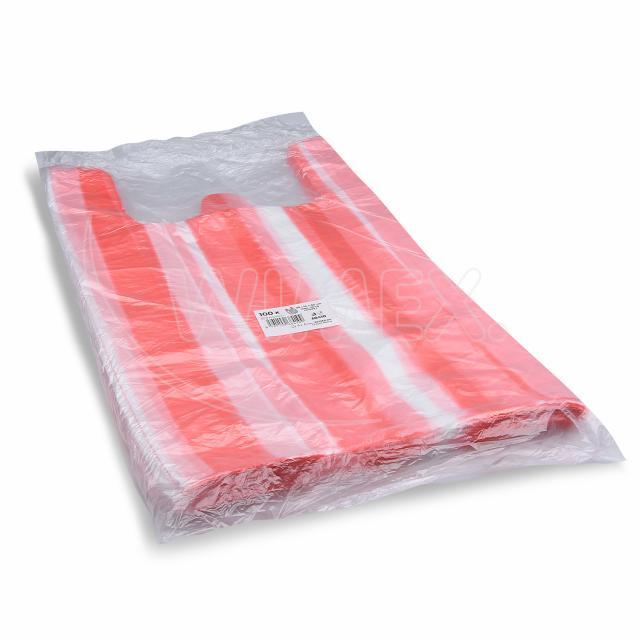 Hemdchen-Tragetasche HDPE 30+14 x 50 cm bunt gemischt, Packung mit 100 Stück