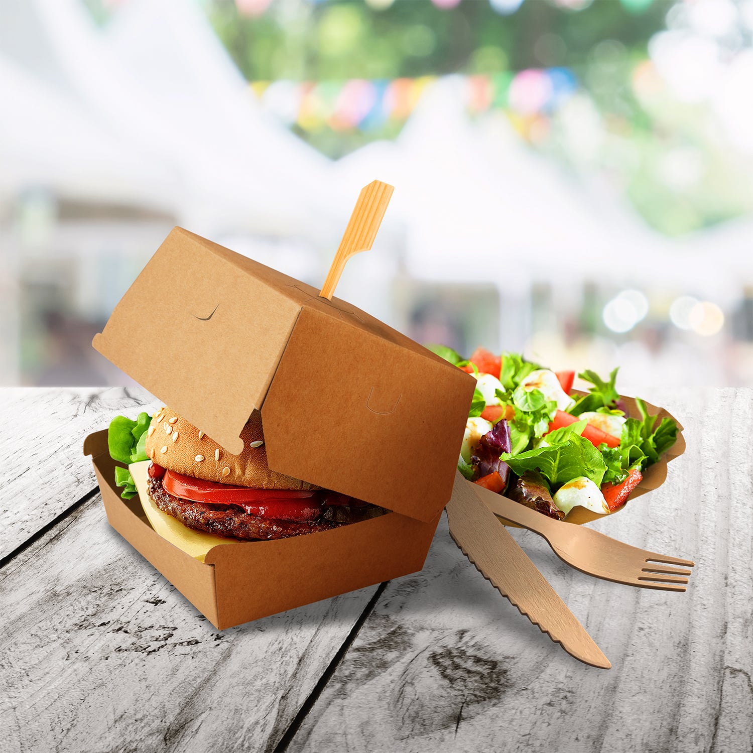 Burgerbox PAP FSC Mix kraft 135 x 135 x 100 mm, Packung mit 50 Stück
