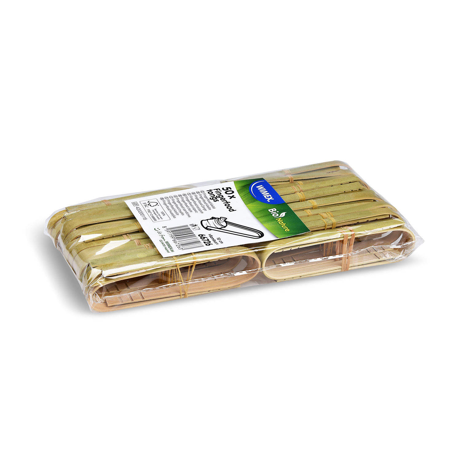 Fingerfood-Zange aus Bambus FSC 100% 10 cm, Packung mit 50 Stück