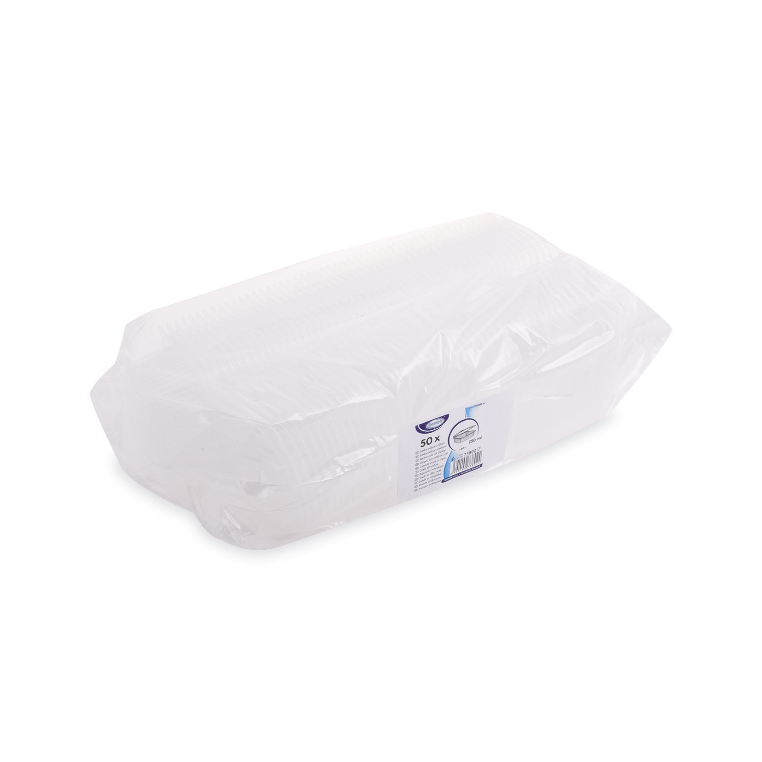 Feinkostbecher PP oval klar 250 ml mit Deckel, Packung mit 50 Stück