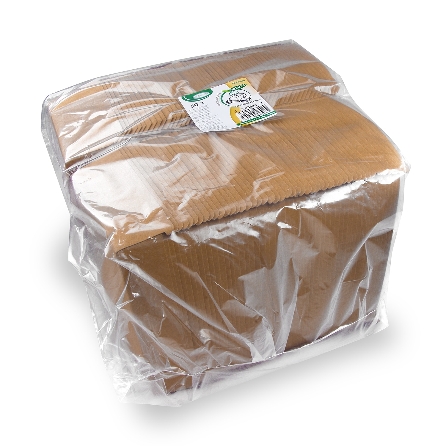 Burgerbox PAP FSC Mix Kraftoptik fettdicht, 195 x 135 x 100 mm, Packung mit 50 Stück