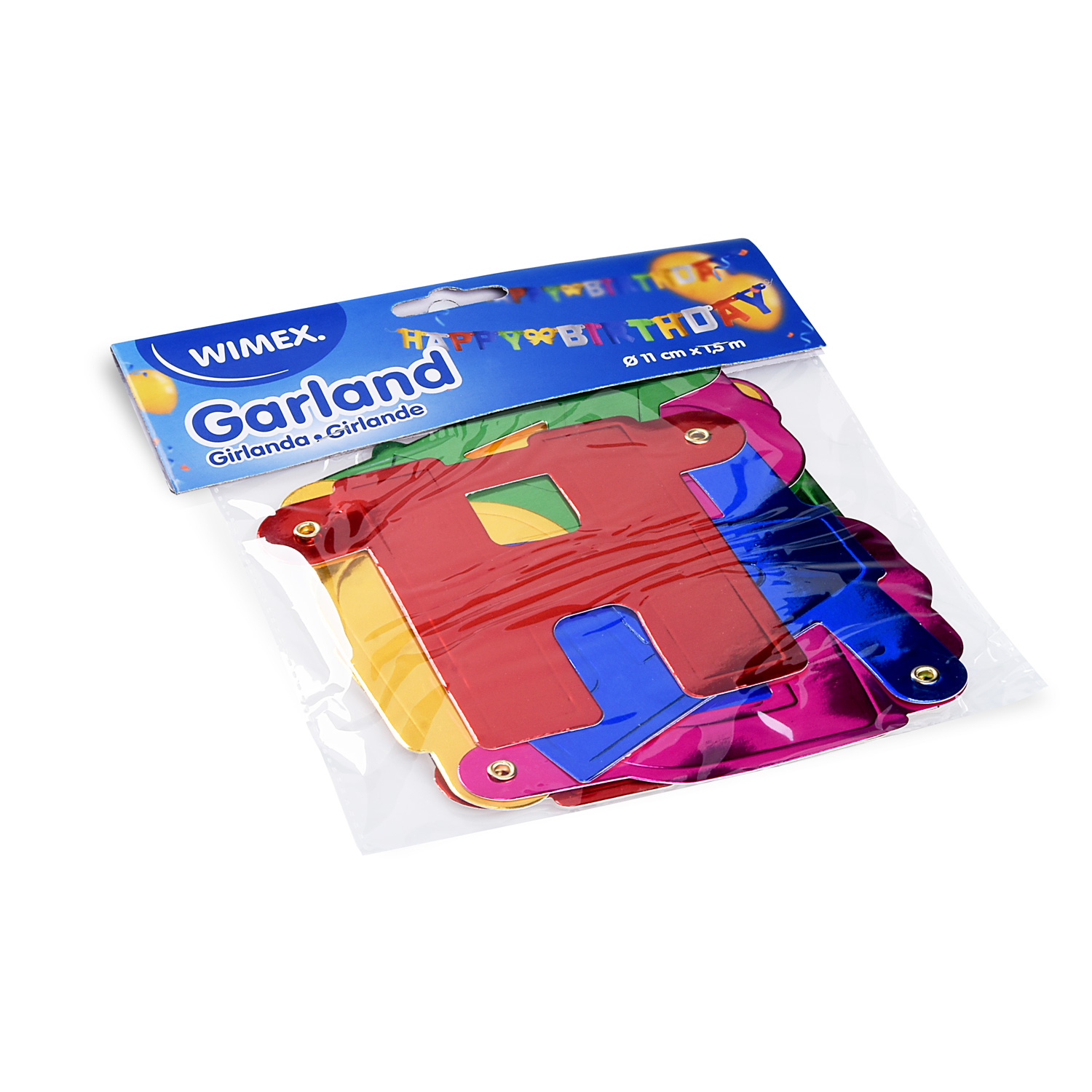 Girlande PAP/ALU "HAPPY BIRTHDAY" 11 cm x 1,5 m, Packung mit 1 Stück
