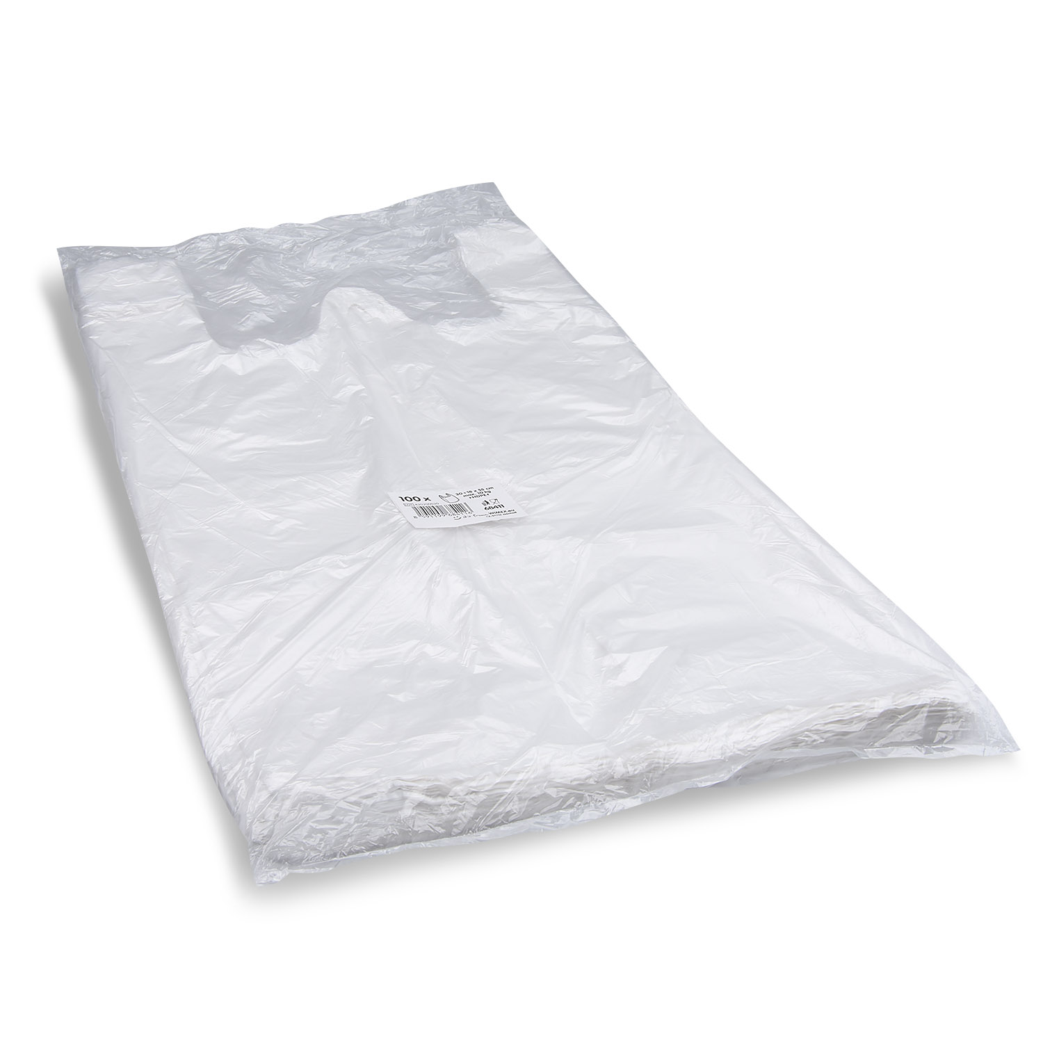 Hemdchen-Tragetasche HDPE weiss 30+18 x 55 cm, 10 kg, Packung mit 100 Stück