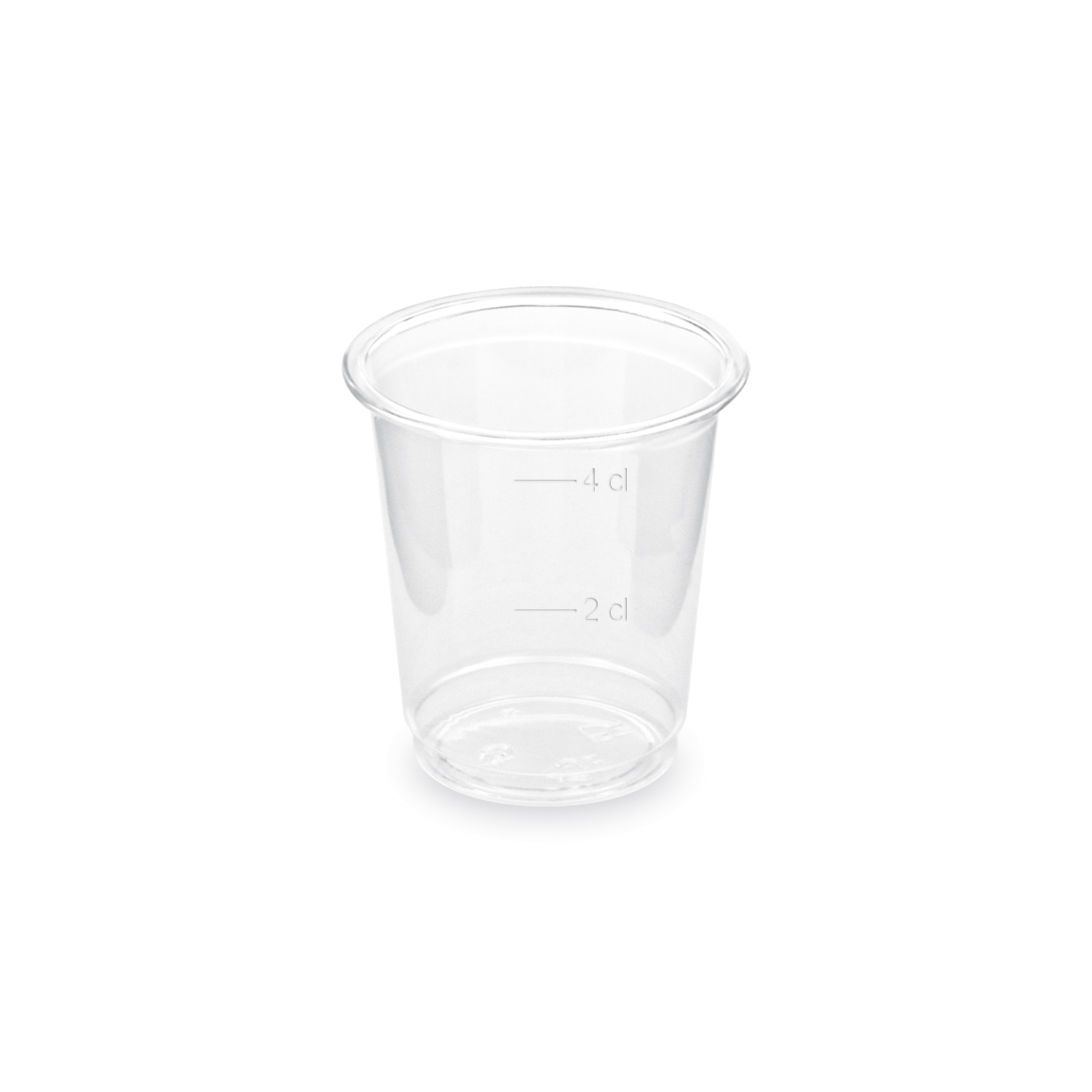 Becher (PET) glasklar Ø48mm 2cl/4cl Becher (PET) glasklar Ø48mm 2cl/4cl