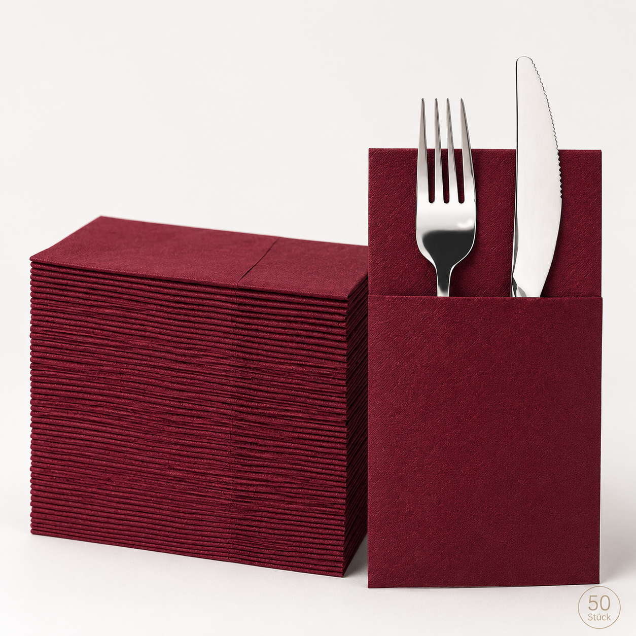 Besteckserviette PAP Airlaid FSC Mix 40 x 32 cm bordeaux, Packung mit 50 Stück
