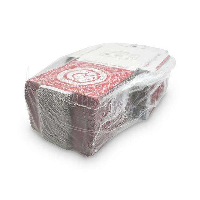 Pizzakarton aus Papier 20 x 20 x 3 cm weiss bedruckt, Packung mit 100 Stück