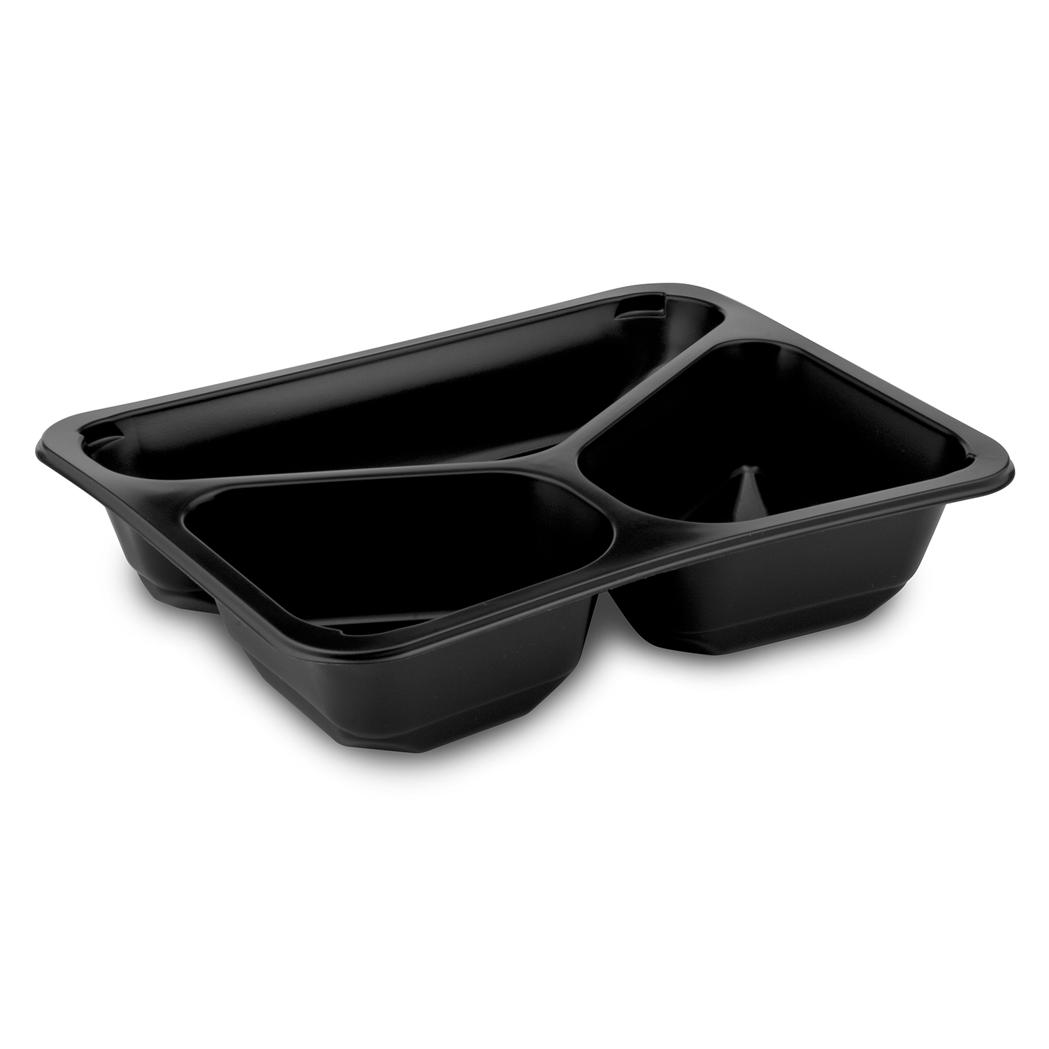Menü-Schale PP 3-geteilt schwarz 1120 ml 227 x 178 x 50 mm, Packung 50 Stück