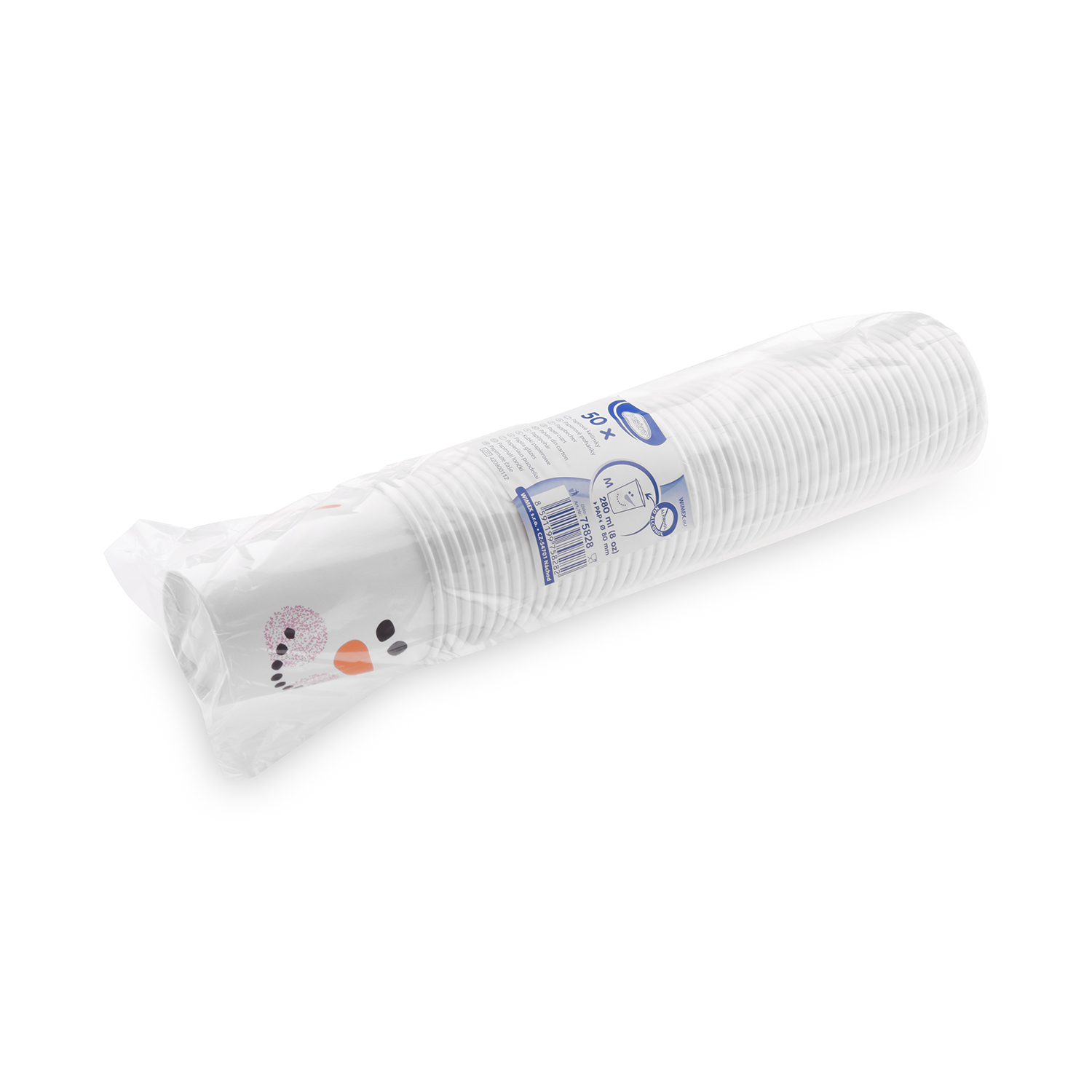 Pappbecher aus Papier FSC Mix/PE Schneemann Ø 80 mm 280 ml Motiv, Packung mit 50 Stück