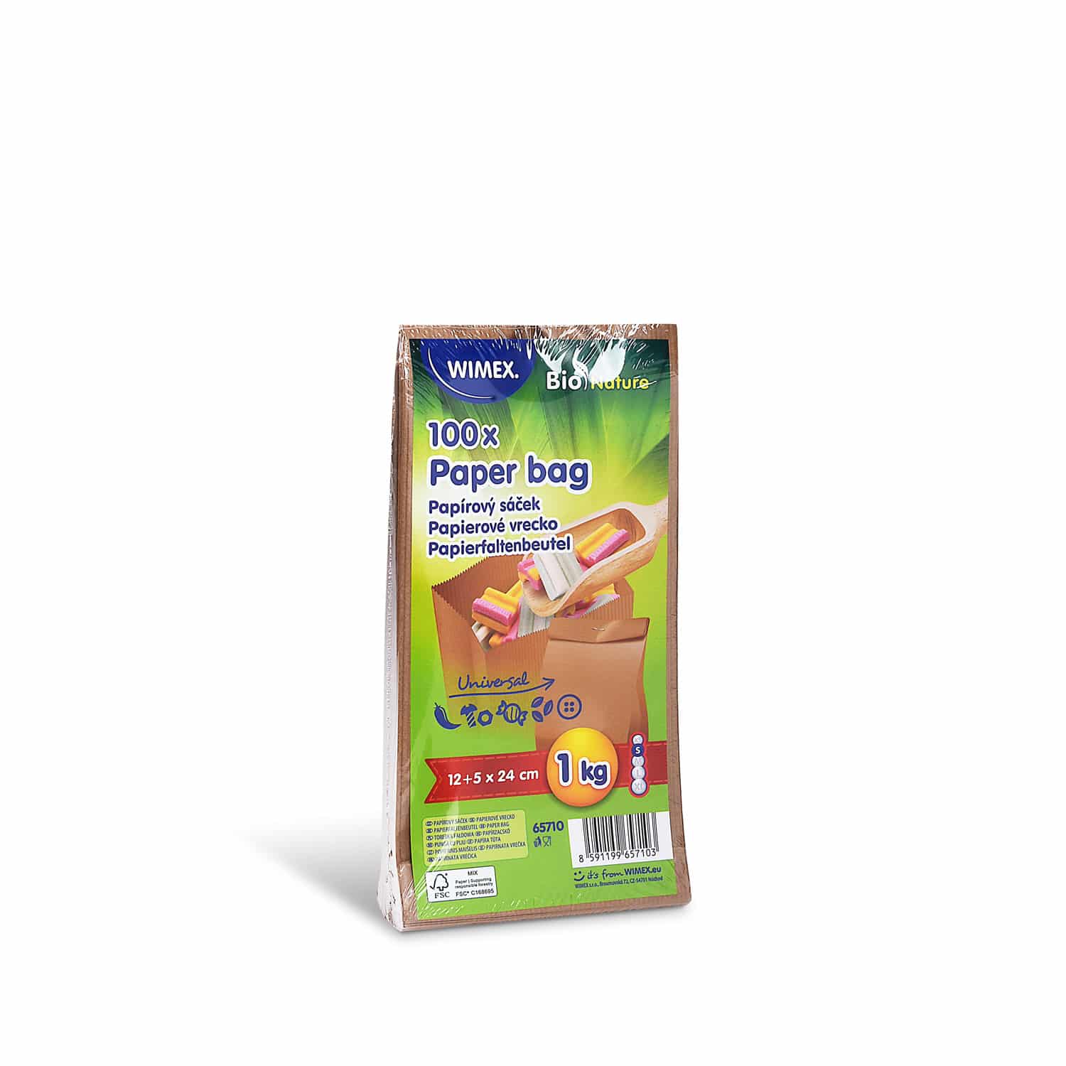Papierfaltenbeutel FSC Mix braun 12+5 x 24 cm, Packung mit 100 Stück