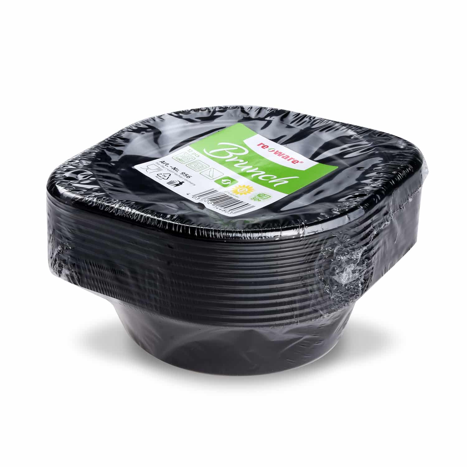 Suppenterrine aus PP 500 ml schwarz Ø 156 mm wiederverwendbar, Packung mit 12 Stück