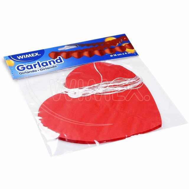 Papier-Girlande Herzen rot, Ø 18 cm x 4 m, Packung mit 1 Stück