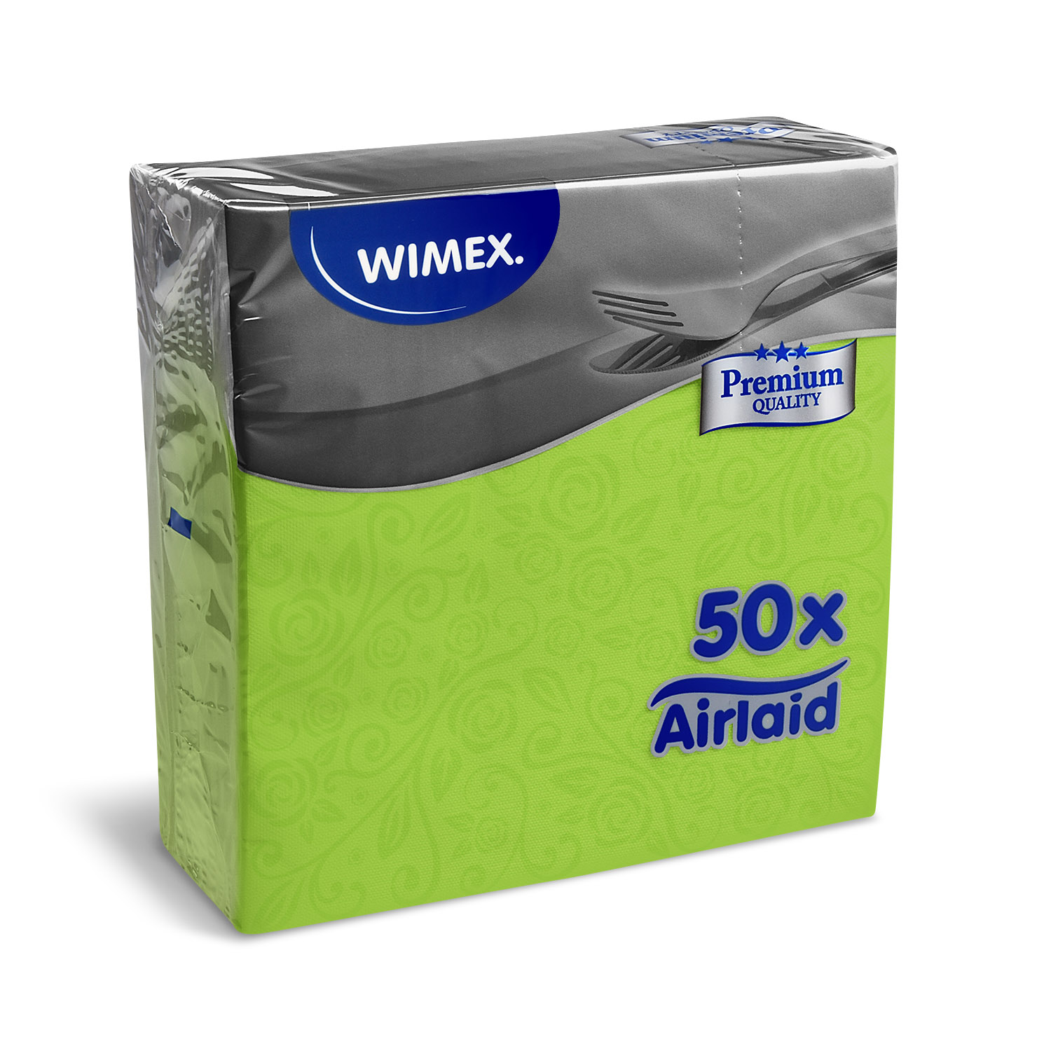 Serviette Airlaid 40 x 40 cm gelbgrün Dekor R, Packung mit 50 Stück