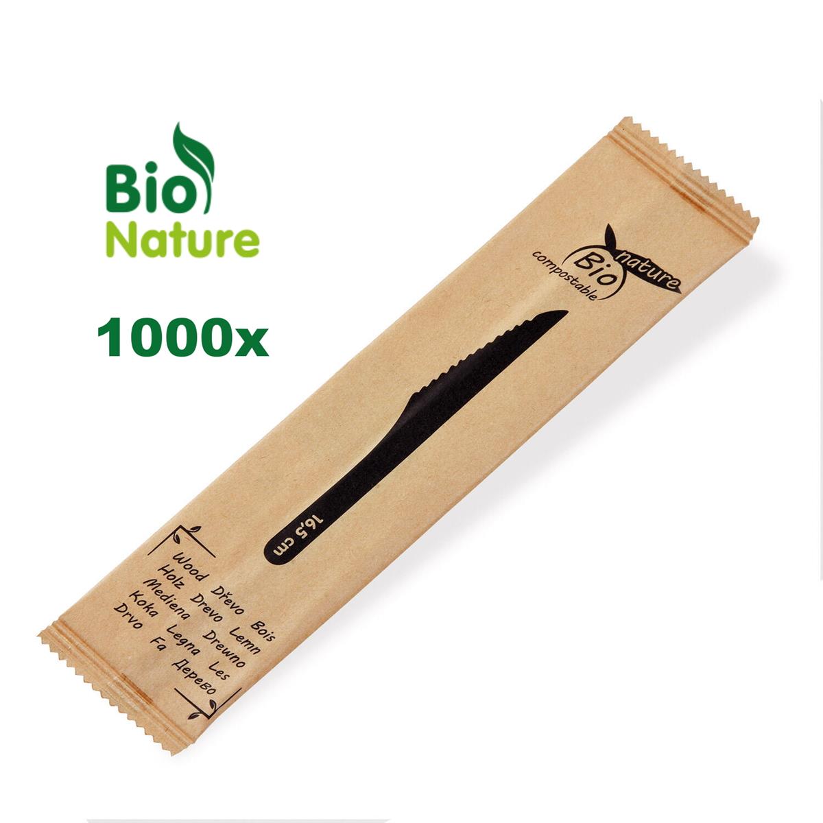 Holzmesser 16,5 cm, einzeln verpackt, Karton à 10 Packungen / 1000 Stück