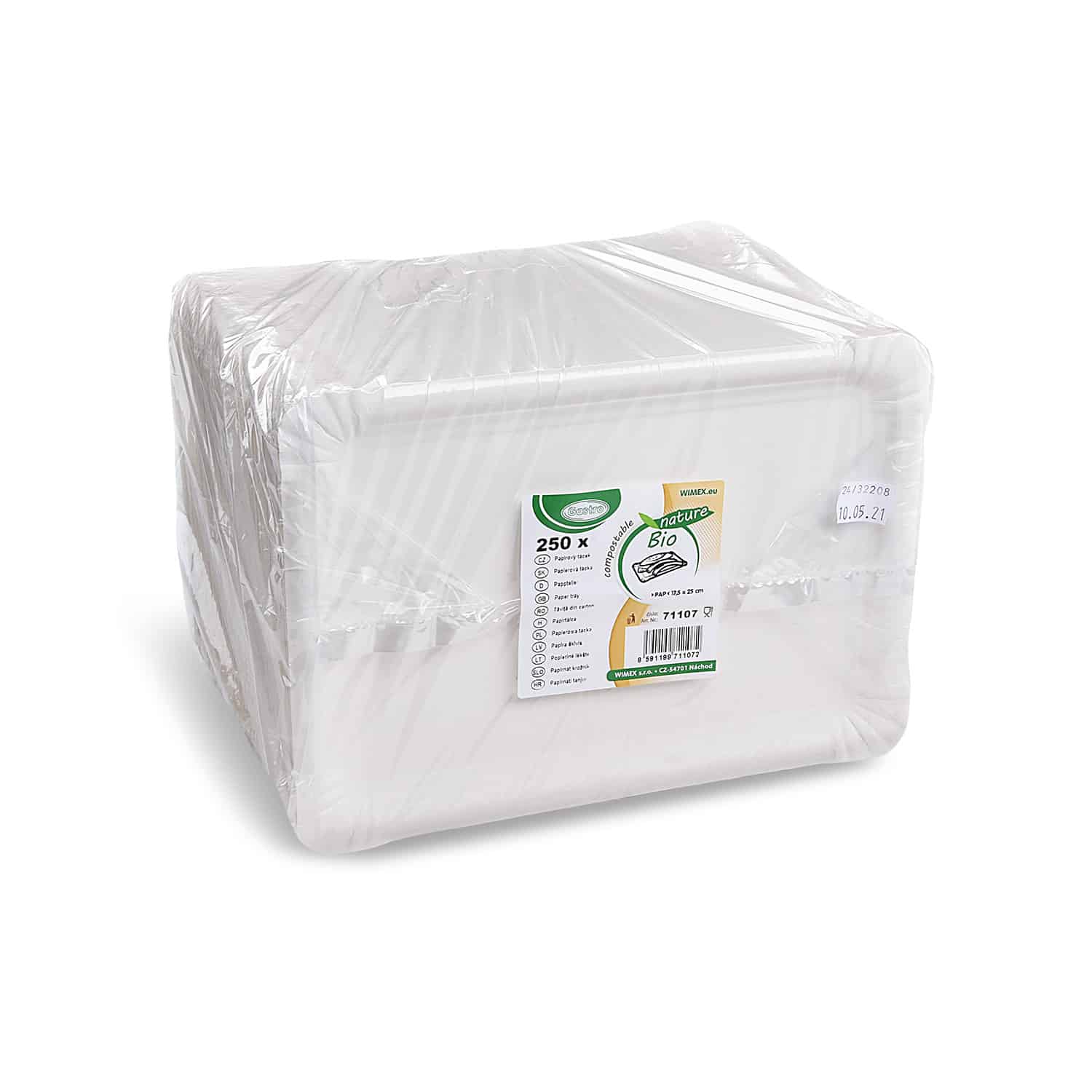 Pappteller aus Papier/Faserstoff 17,5 x 25 cm weiss FSC Mix, Packung mit 250 Stück