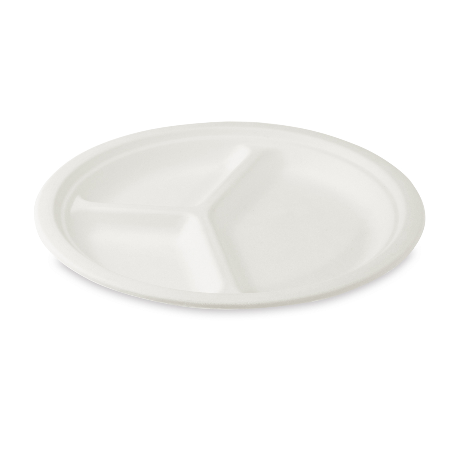 3-geteilter Teller aus Zuckerrohr-Bagasse, Ø 26 cm, Packung mit 50 Stück