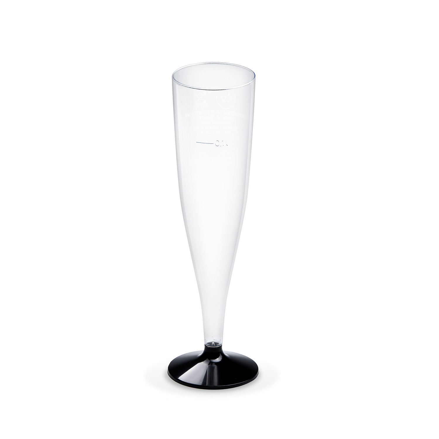 Sektglas (PS) zweiteilig mit schwarzem Fuß Ø60mm 0,1L Sektglas (PS) zweiteilig mit schwarzem Fuß Ø60mm 0,1L