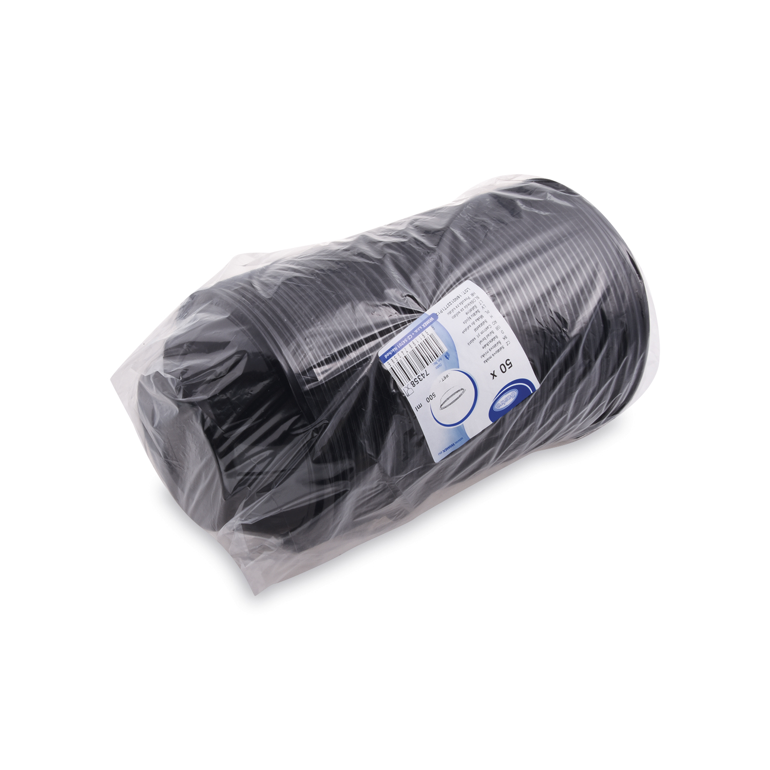 Salatschale aus rPET schwarz Ø 176 x 48 mm 500 ml, Packung mit 50 Stück