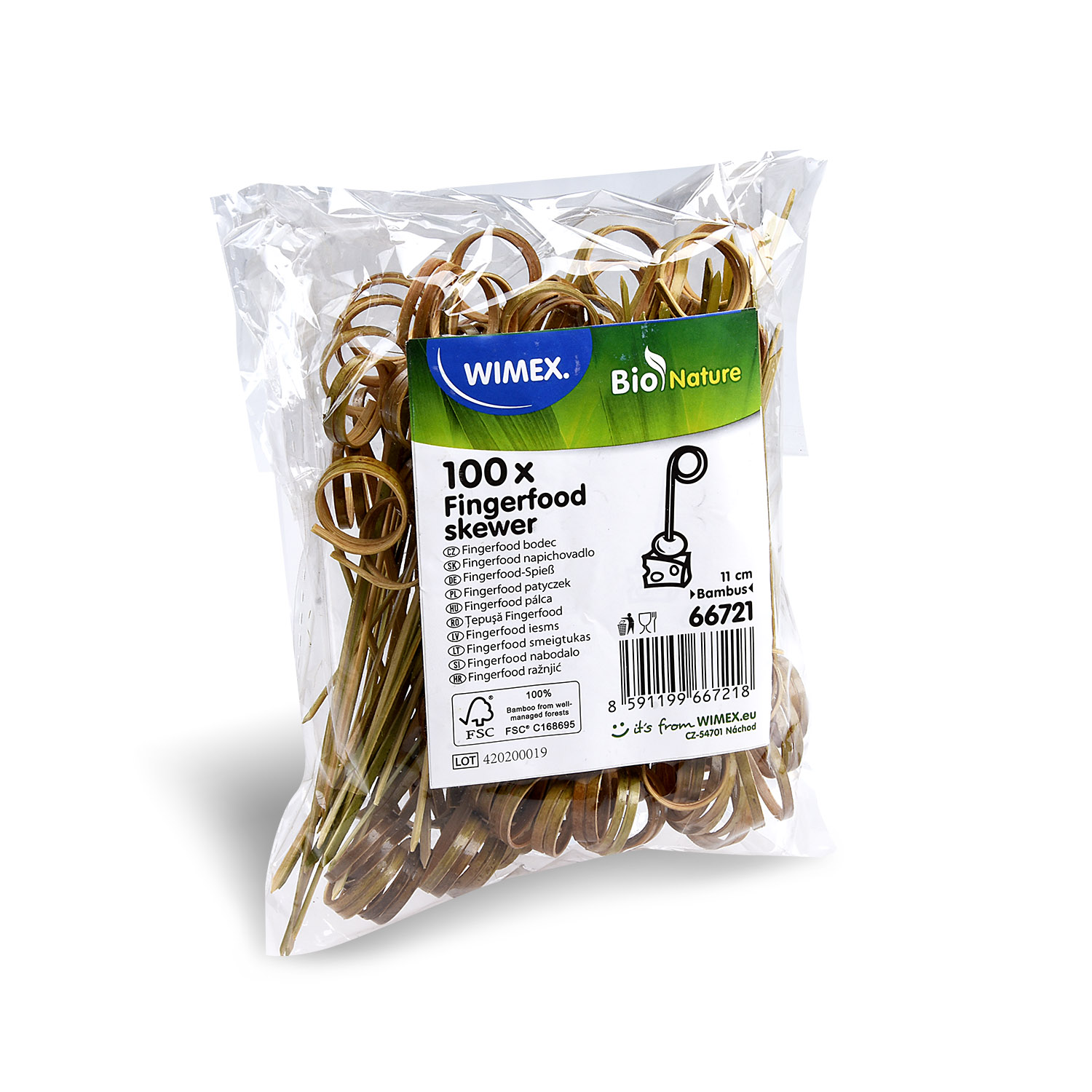 Fingerfood-Spieß Bambus FSC 100% Loop 11 cm, Packung mit 100 Stück