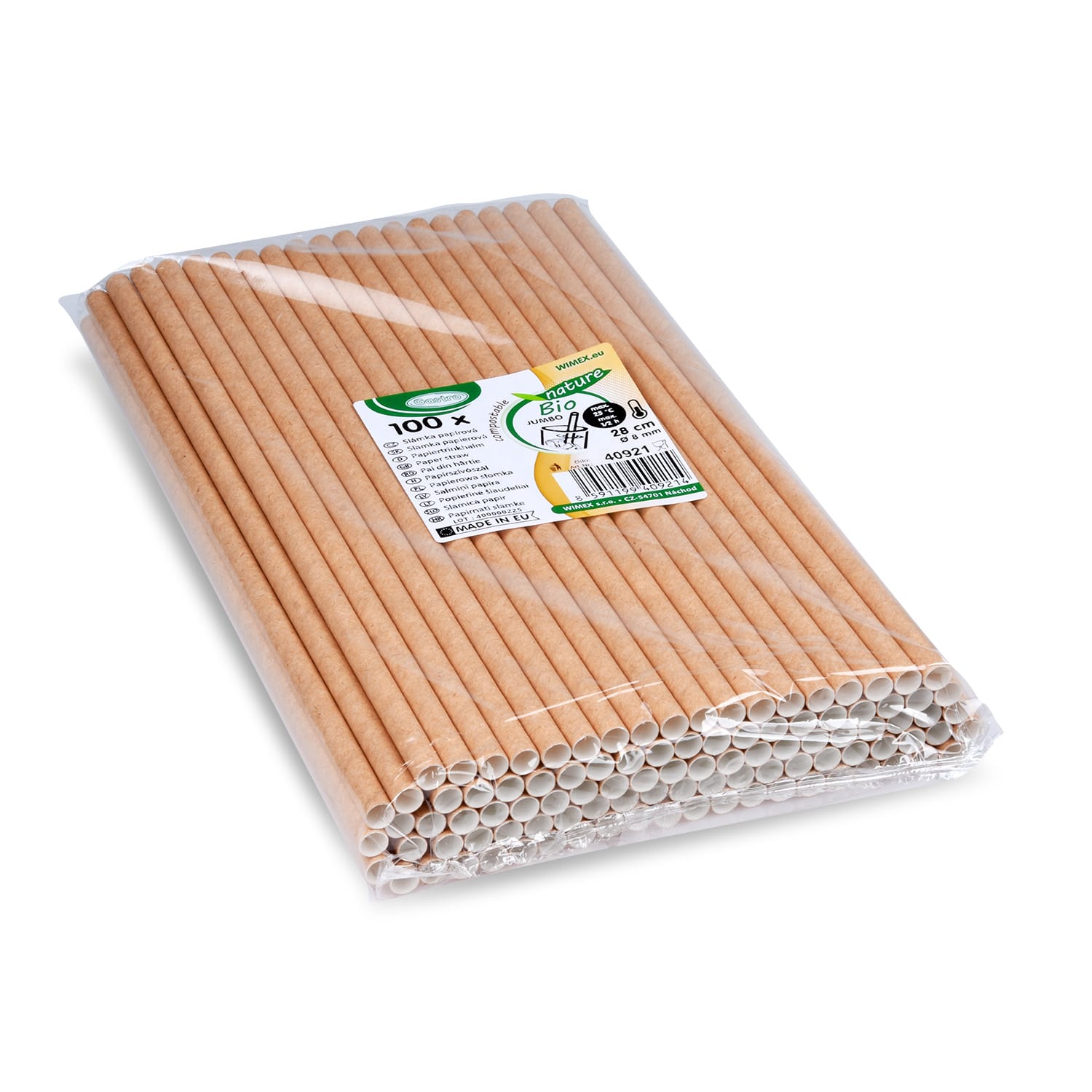 Papier-Trinkhalm Kraft JUMBO Ø 8 mm x 28 cm, Packung mit 100 Stück