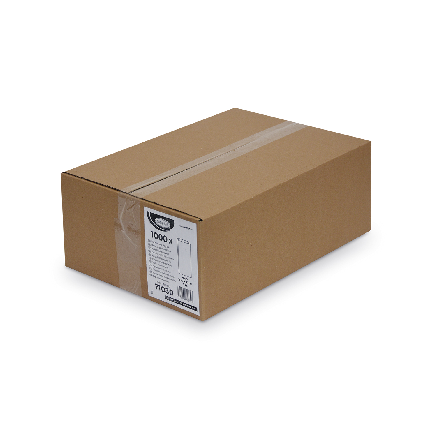 Papierfaltenbeutel aus Papier weiss, 15+7 x 42 cm, Packung mit 1000 Stück