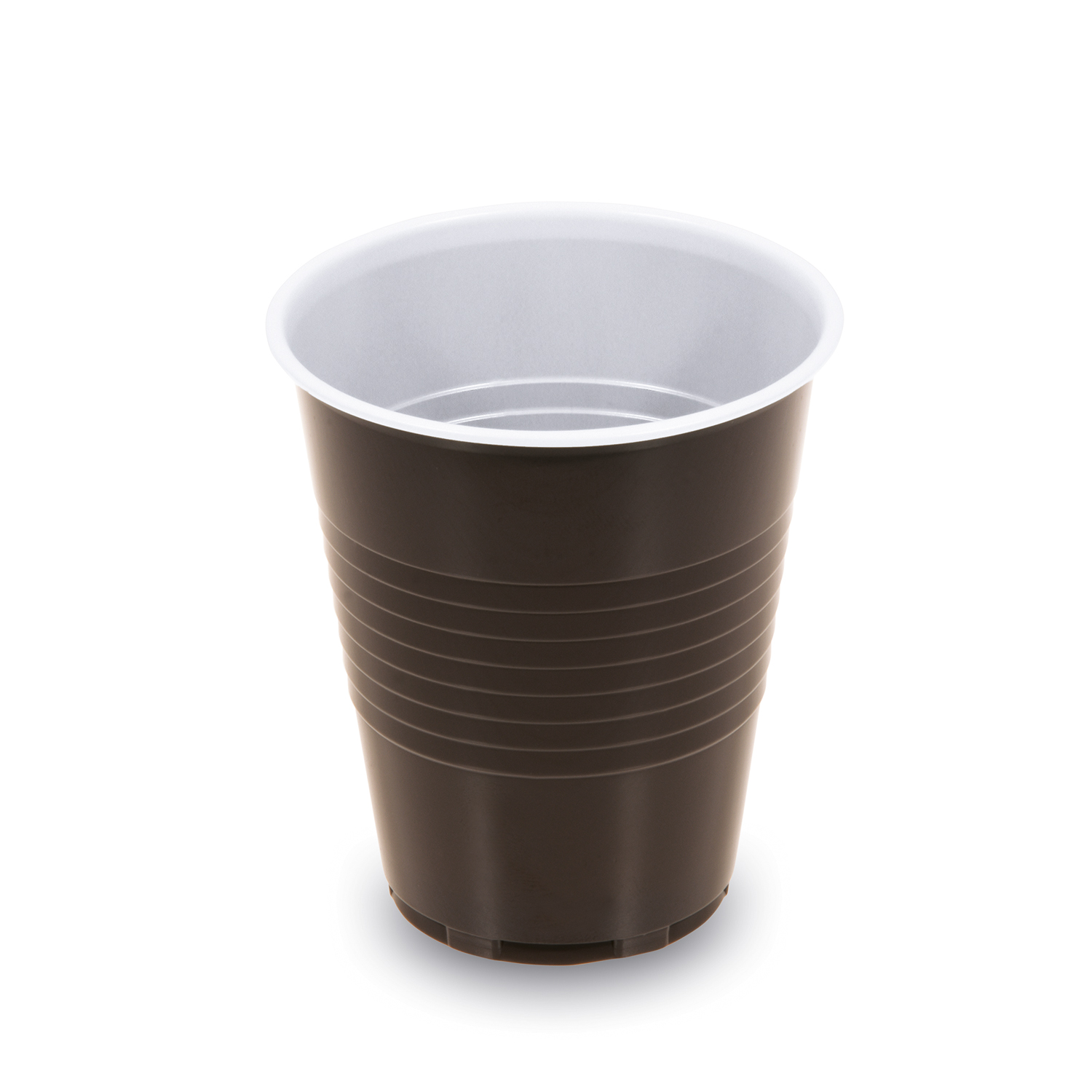 Automatenbecher aus PS braun/weiss Ø 70 mm 150 ml, Packung mit 100 Stück