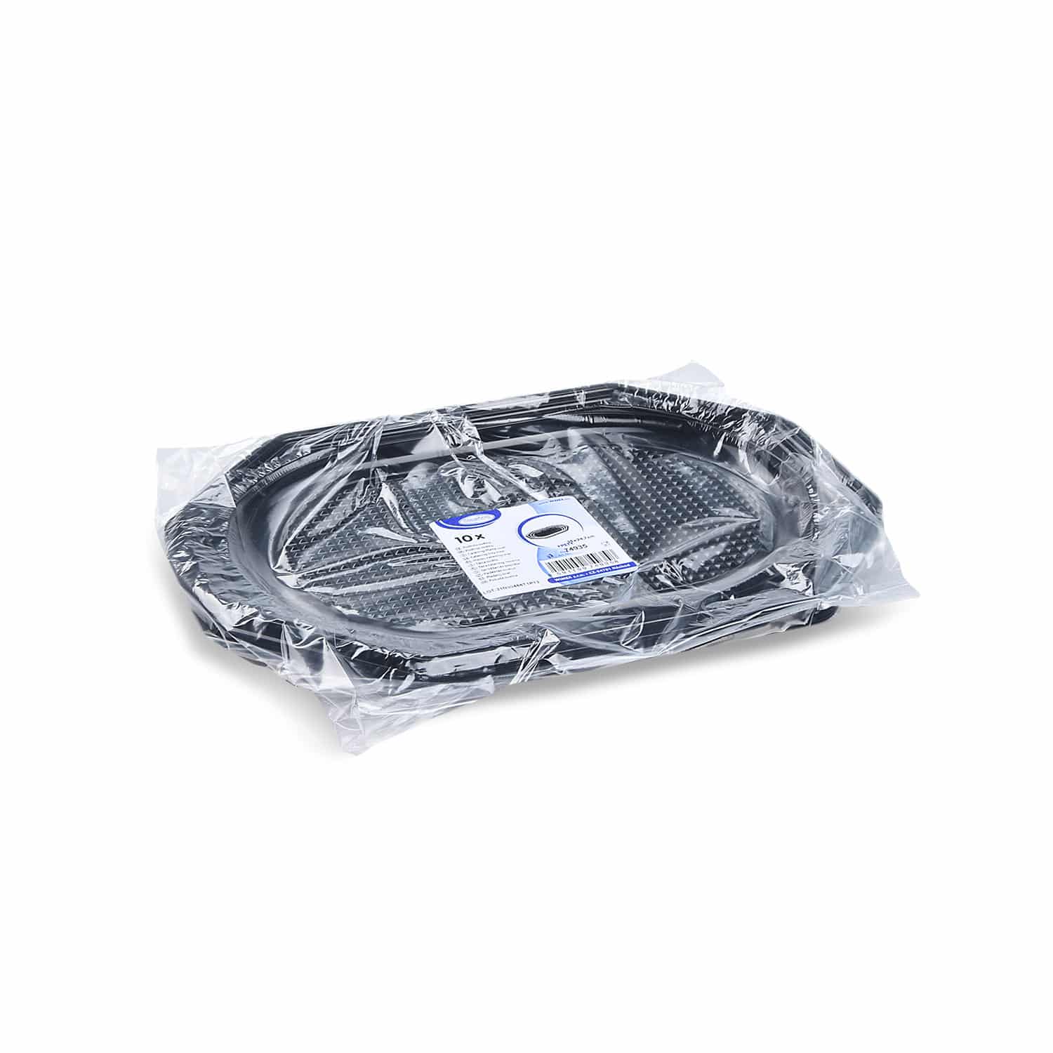 Catering-Platte rPET oval schwarz 35 x 24,7 cm, Packung mit 10 Stück