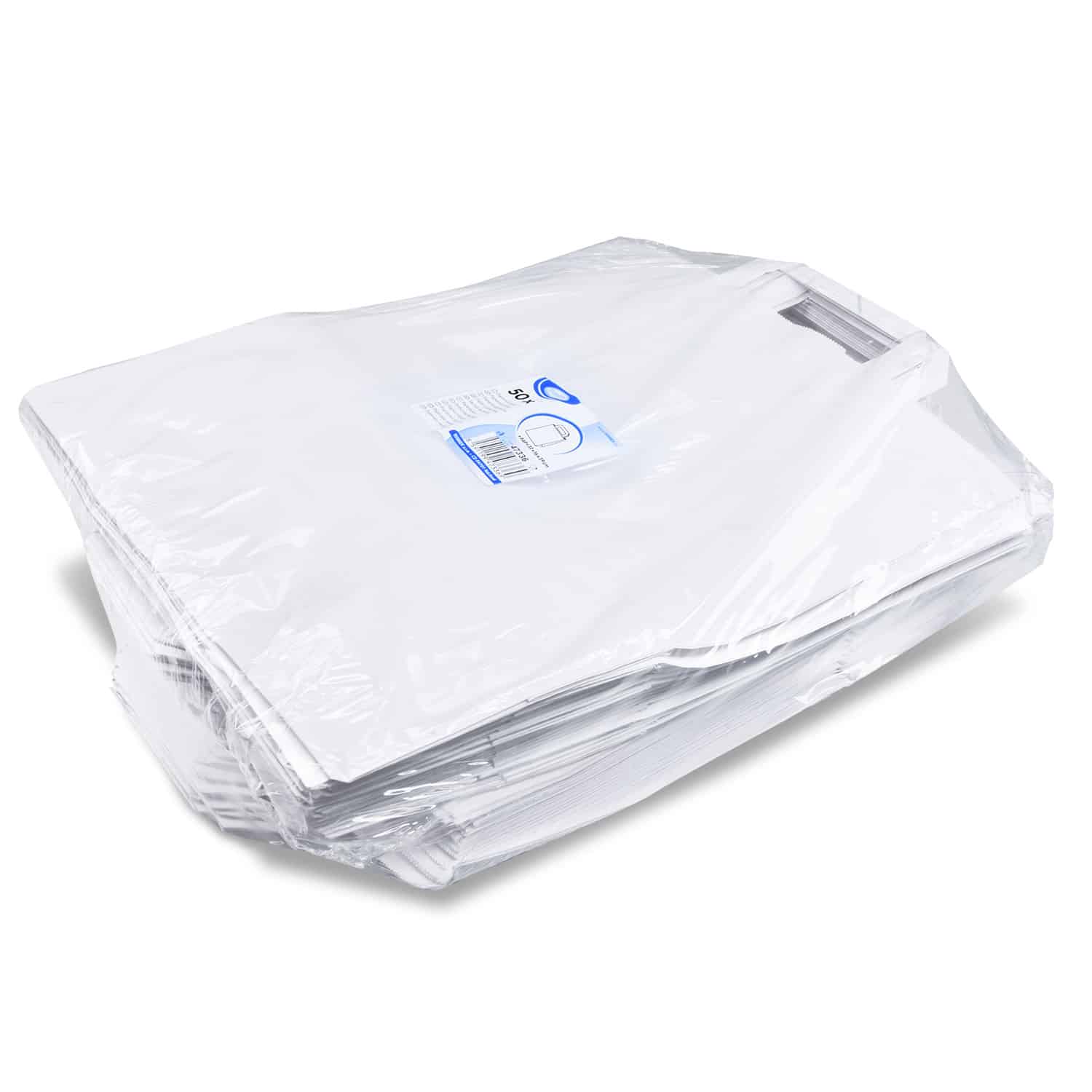 Papiertragetasche aus Papier weiss 32+16 x 39 cm, Packung mit 50 Stück