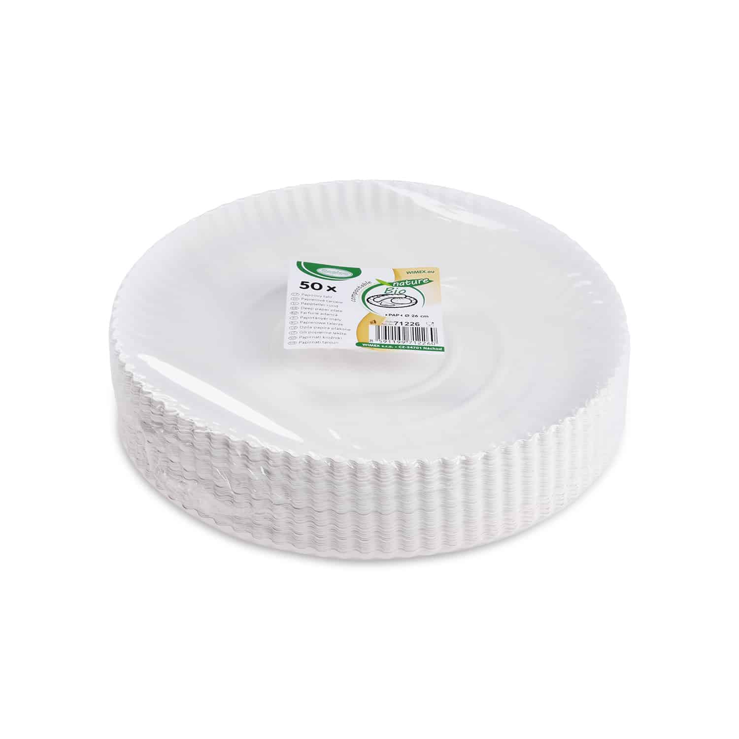 Pappteller tief weiss, Ø 26 cm, Packung mit 50 Stück