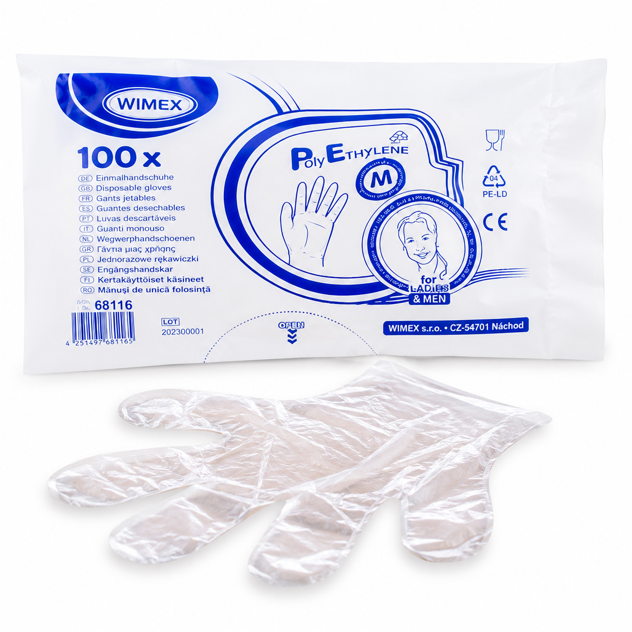 Einweghandschuh LDPE transparent Grösse M, Packung mit 100 Stück